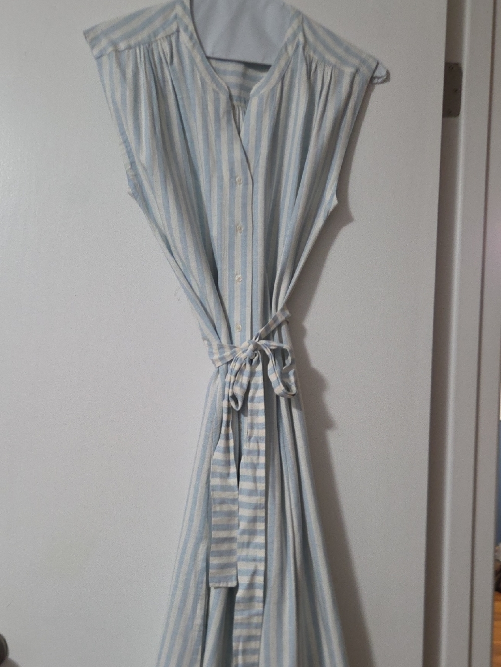 Banana Republic Light Blue and Cream Striped Top